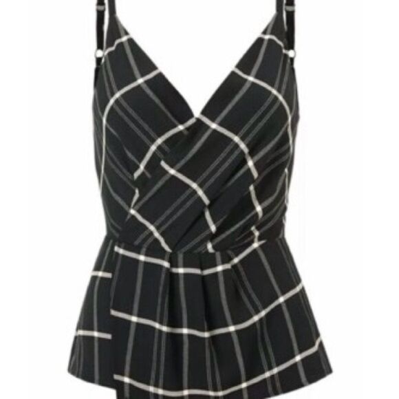 CAbi Black and White Check Crossover Cami. - Picture 3 of 7